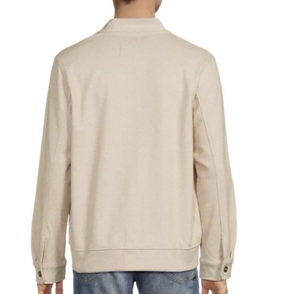 Ben‎ Sherman Jacket Alden Large Herringbone Baseball Collar Preppy Beige Grandpa